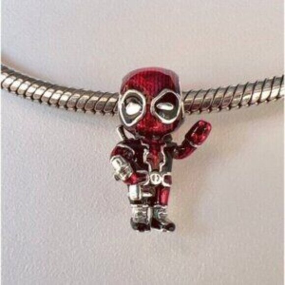 2024 New Marvel Deadpool Charm Red Dead Man Charm Fit Pandora Bracelet - Picture 4 of 7